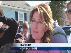 On the last day of her bus tour, Sarah Palin makes a stop in New Hampshire on the same day that Mitt Romney announces his presidential bid in the same state. News Clip