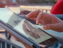 Hand Touching Tablet Computer Stock Footage