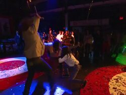 PERFORMANCE: Aerialists at Target "Falling For You" Event Stock Footage