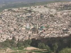 WS ZO View of cityscape / Fez, FÃƒÂ¨s-Boulemane,Morocco Stock Footage
