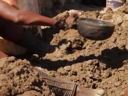 CU Ovahimba Women Cultivating The Soil Stock Footage