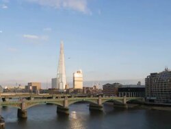 London sunset HD timelapse. The Shard and River Thames Stock Footage
