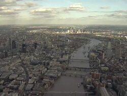 "Aerial W/S City of London,  South Bank tracking along River Thames" Stock Footage