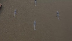 Aerials of Royal Navy Lynx helicopters over London News Clip