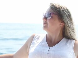 Woman at yacht Stock Footage