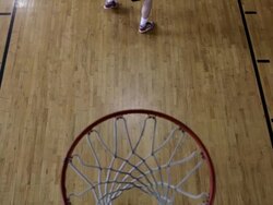 MS Two young men playing basketball against each-other inside  gymnasium / Minneapolis, Minnesota, United States  Stock Footage