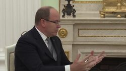 President Putin meets Prince Albert, hands him Olympic torch News Clip