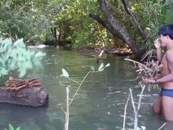 Kamayura Tribe Of The Xingu Indian Reserve Stock Footage
