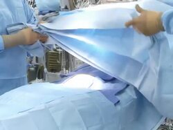 MS  ZI Doctor preparing for childs chest surgery /  Little Rock, Arkansas, USA Stock Footage