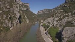 Spain, Burgos, Las Merindades. Southern access through La Mazorra narrow Stock Footage
