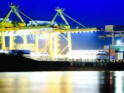 Bangkok Shipyard Working at Dusk Time Lapse Stock Footage