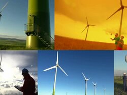 Compoaite Video of Wind Turbines Stock Footage
