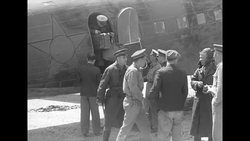 US and Soviet airmen with US plane loaned to USSR under Lend-Lease News Clip