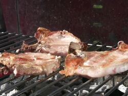 "Pork well done"  Barbecue with charcoal loop HD Stock Footage