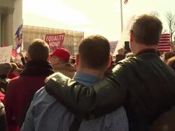 Gay Marriage Supporters Rally Against DOMA Stock Footage