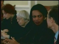 Sec. of State Condoleezza Rice met with business leaders and human rights activists.  She urged both groups to promote universal values of individual rights.  The U.S. has expressed concern that Pres. Vladimir Putin's central government has too much power. News Clip
