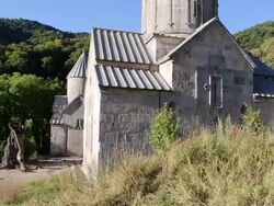 Haghartsin monastery, view of Saint Astvatsatsin church Stock Footage