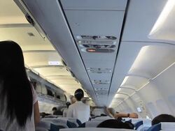 Interior of a crowded Aeroplane Stock Footage
