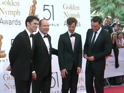 Thomas Gibson, Prince Albert II of Monaco, Matthew Gray Gubler and Owain Yeoman at the 51st Monte-Carlo Television Festival (Footage by WireImage Video/Getty Images Entertainment Video) Stock Footage