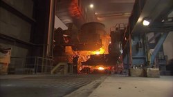 Steel production at a Cardiff steelworks News Clip