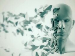 Human head shatter animation front Stock Footage