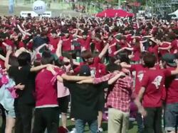 MS Young Students dancing and cheering in Festival / Seoul, South Korea Stock Footage