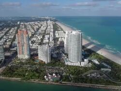 Helicopter ride over South Beach Stock Footage