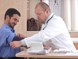 HD: Doctor Checking Blood Pressure Stock Footage