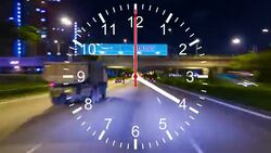 Drivelapse with Fast Running Clock Stock Footage