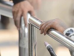 Worker welding steel Stock Footage