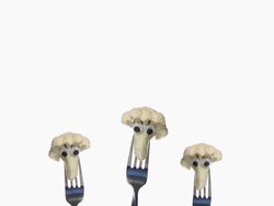 Three Broccoli Faces Zoom In Stock Footage