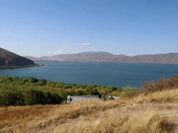 Sevan lake, view of the lake Stock Footage