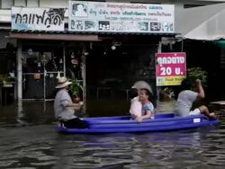 Thailand Flood GV Stock Footage