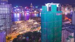 4K-timelapse : Light laser show at Victoria harbour , Hong kong Stock Footage