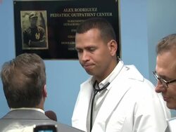 Alex Rodriguez at the Bronx-Lebanon Hospital Center Dedication Ceremony to Alex Rodriguez Stock Footage