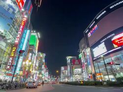 WS T/L View of Busy traffic at Kabuki cho / Shinjuku, Tokyo, Japan Stock Footage