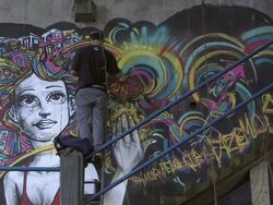 Street Art In Rio De Janeiro - Graffiti Artists Stock Footage