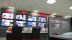 TV equipment control room. Stock Footage