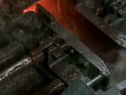 CU View of hot steel block in rolling mill at Hoesch-Schwerte / Schwerte, Rhineland-Palatinate, Germany Stock Footage