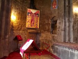 Sevanavank monastery, Sevan lake, interior view of the church Stock Footage