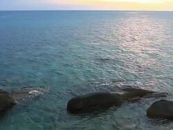 Sea landscape with the rock Stock Footage