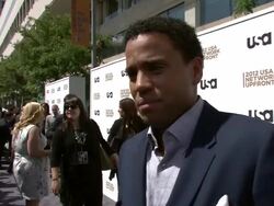 INTERVIEW: Michael Ealy on what brought him back to TV, on having a big year. On what Common Law is all about at 2012 USA Network Upfront Event Stock Footage