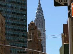 WS ZO View of the Chryster building reveal to lexington and 56th / New York City, New York State, USA Stock Footage