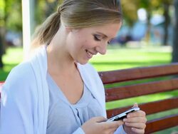 young woman writing sms Stock Footage