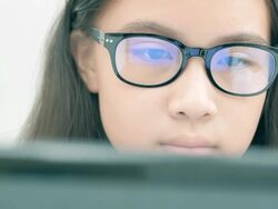 Close up of girl using laptop, Green screen Stock Footage