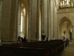 Pan right shot St Barbara church interior Kutna hora Czech Republic Stock Footage