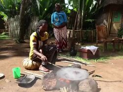 Ethiopia- Dorze Tribe, Coffee roasting Stock Footage