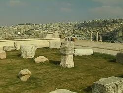 Pan Left Shot Temple of Hercules Amman Jordan Stock Footage