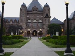 Queen's Park Building seat of Ontario Provincial Government Stock Footage
