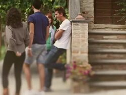 Teenagers chatting outdoor Stock Footage